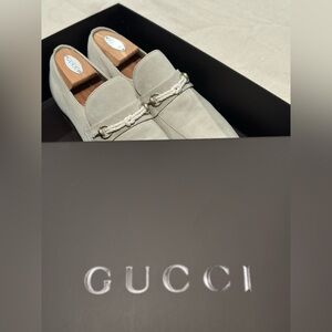 Vintage Gucci Horsebit loafers in cream suede with rope detail